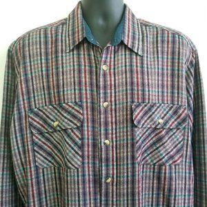 Vintage Wool Blend Men's David Taylor Plaid Flannel Shirt Long Sleeve XL